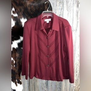 Pablo collection made in USA size 18 petite maroon button front suit jacket